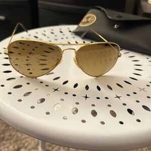 Ray Ban gold rim polarized brown lens